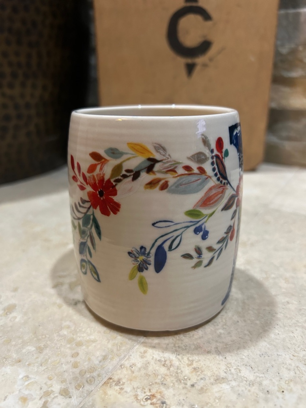ANTHROPOLOGIE Starla Halfmann Initial L Floral Flowers Ceramic Coffee tea mug - Picture 2 of 6